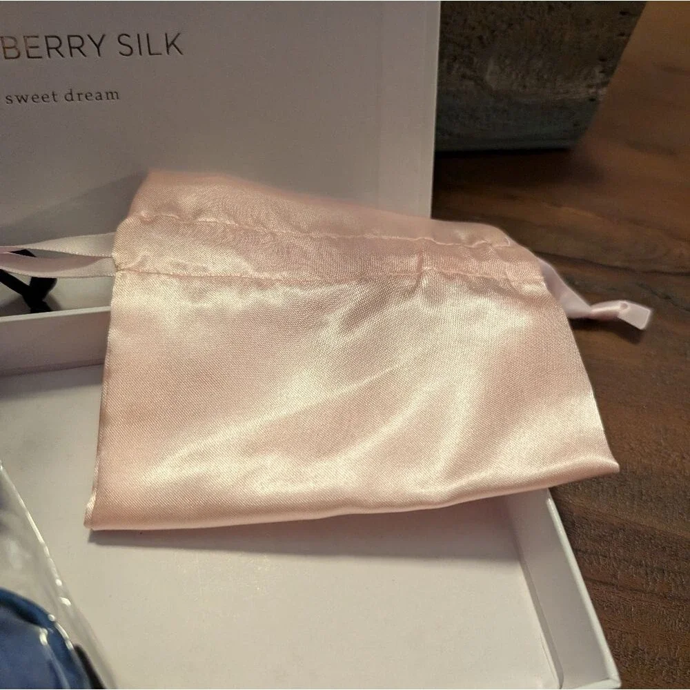 Pure Mulberry Silk Eye Mask Gift Set of 2 Pink Blue